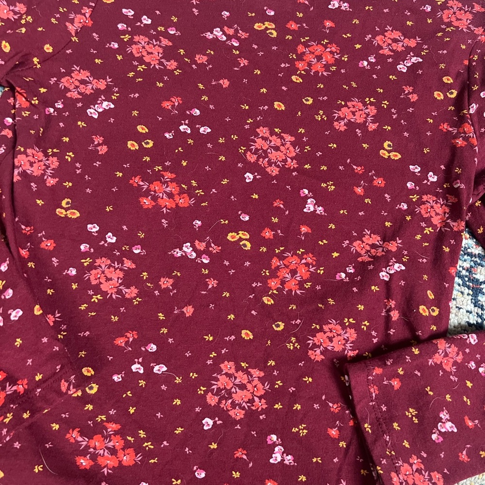 Brand NEW! Girl Old Navy Burgundy Floral Top with Pink and Yellow Accents - Picture 6 of 7